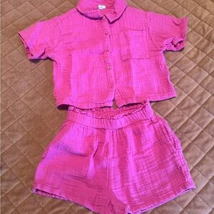 GAP Pink Matching Pajama Set Lightweight Summer Sleepwear